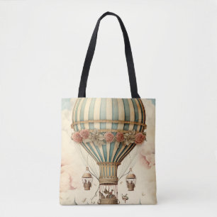 Vintager Bläserblauer Streifen Heißluftballon