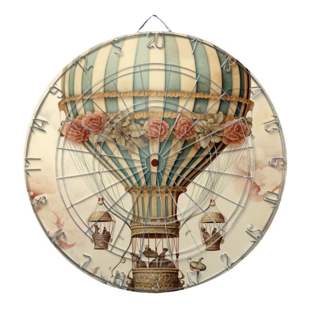 Vintager Bläserblauer Streifen Heißluftballon Dartscheibe (vorne)