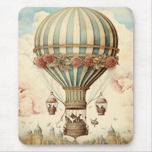 Vintager Bläserblauer Streifen Heißluftballon Mousepad