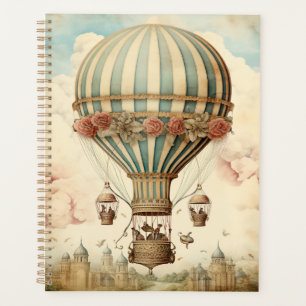 Vintager Bläserblauer Streifen Heißluftballon Planer