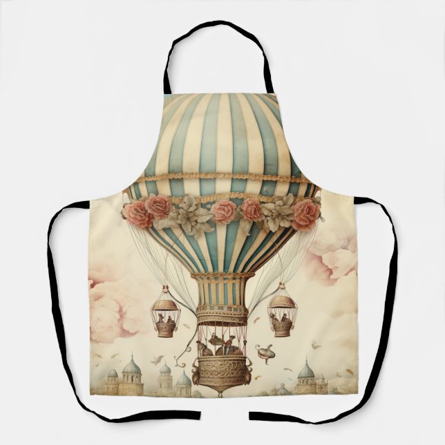Vintager Bläserblauer Streifen Heißluftballon Schürze (Vorderseite)