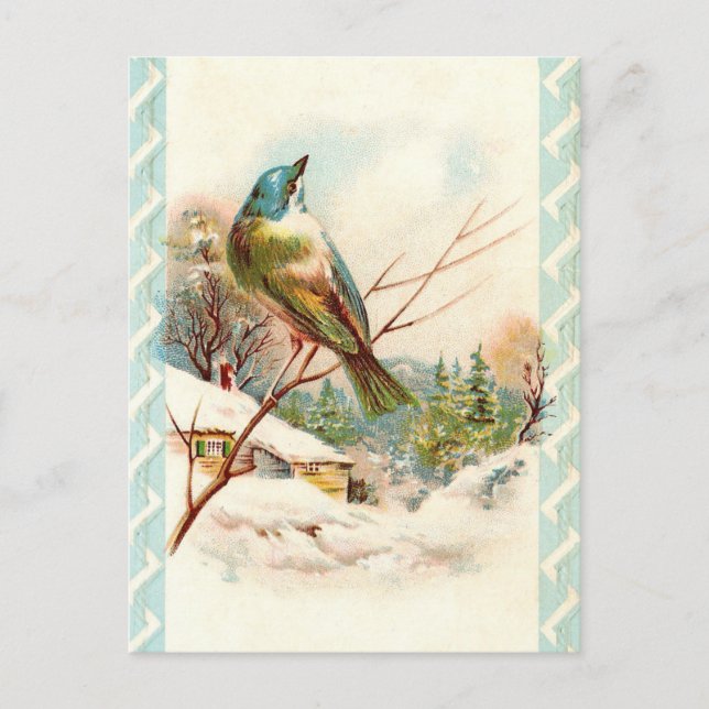 Vintager Blaue Vogel Postkarte (Vorderseite)