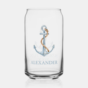Vintager blauer Anker mit Personalisiertem Seil Dosenglas