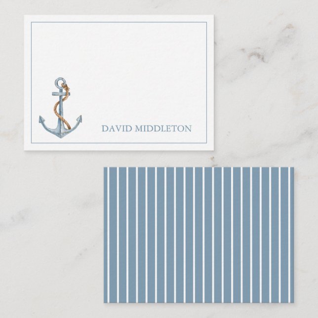 Vintager blauer Anker mit Personalisiertem Seil Mitteilungskarte (Vorne/Hinten)