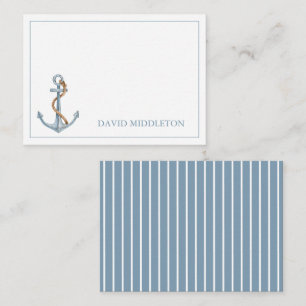 Vintager blauer Anker mit Personalisiertem Seil Mitteilungskarte