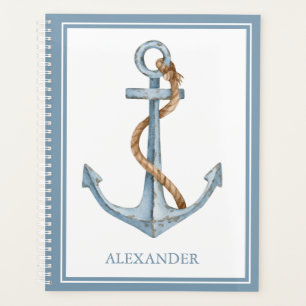 Vintager blauer Anker mit Personalisiertem Seil Planer