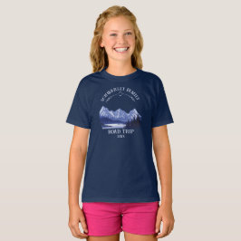 Vintager Blauer Berg Sonnenuntergang T-Shirt