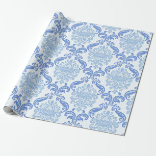 Vintager Blauer Damast Geschenkpapier