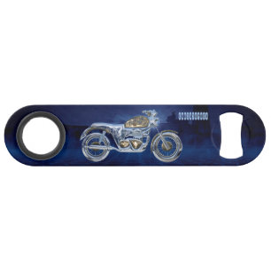 Vintager blauer goldener funkelnder Chrom-Chopper Speedflaschenöffner