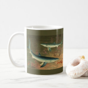 Vintager Blauer Hai isst Fisch, Meeresleben Kaffeetasse