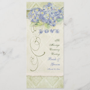 Vintager Blauer Hydrangea Blütenwirbel Damask Einladung