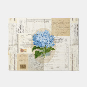 Vintager blauer Hydrangea-französische Fußmatte