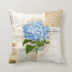 Vintager blauer Hydrangea-französisches Kissen