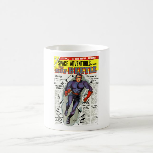 Vintager blauer Käfer-Comic-BuchSuperhero Tasse (Mittel)