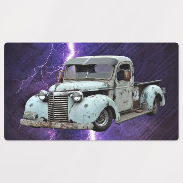 Vintager Blauer LKW Etiketten (Design 1)