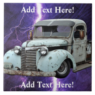 Vintager Blauer LKW Fliese