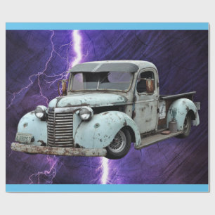 Vintager Blauer LKW Geschenkpapier