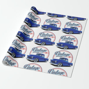 Vintager blauer LKW Geschenkpapier