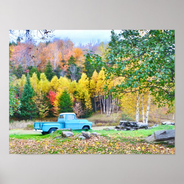 Vintager Blauer LKW Poster (Vorne)