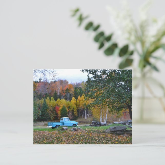 Vintager Blauer LKW Postkarte (Stehend Vorderseite)