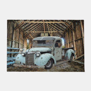 Vintager Blauer LKW Rustikaler Stall Fußmatte