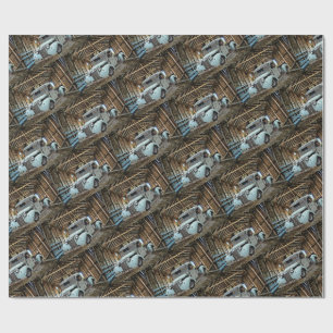 Vintager Blauer LKW Rustikaler Stall Geschenkpapier