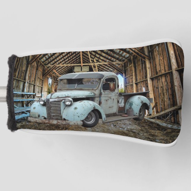 Vintager Blauer LKW Rustikaler Stall Golf Headcover (Vorderseite)