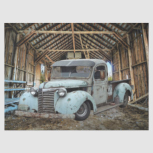 Vintager Blauer LKW Rustikaler Stall Seidenpapier