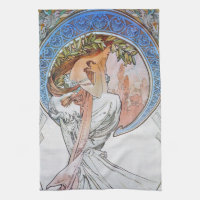 Vintager Blauer Mond Alphonse Mucha Art Nouveau Mo