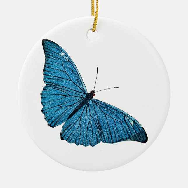 Vintager blauer Morpho Schmetterling Keramikornament (Vorne)