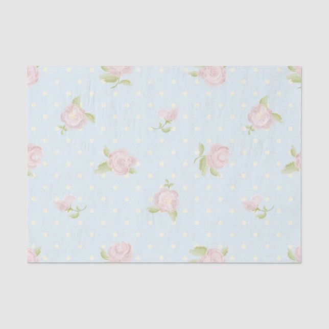 Vintager, blauer Pollencreme Seidenpapier (Vorderseite)