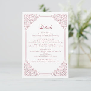 Vintager blauer Rahmen Elegante Hochzeitdetails Begleitkarte