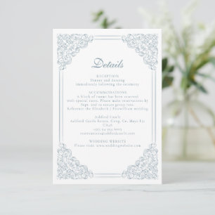 Vintager blauer Rahmen Elegante Hochzeitdetails Begleitkarte