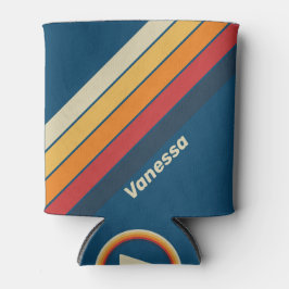 Vintager blauer Regenbogen Streifen mit Namen Dosenkühler