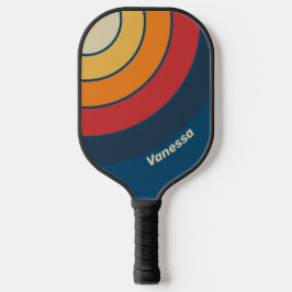 Vintager blauer Regenbogenstreifen mit Namen Pickleball Schläger