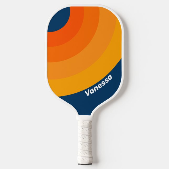 Vintager blauer Streifen mit Name Pickleball Schläger (Vorderseite)
