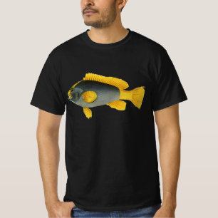 Vintager Blauer und Gelber Grouper Fisch, Meeresle T-Shirt