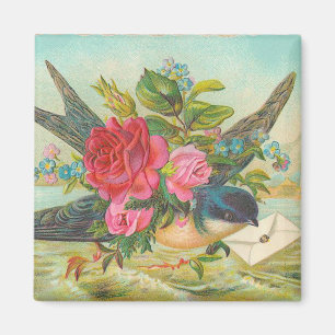 Vintager blauer Vogel-Magnet Magnet