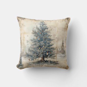 Vintager Blauer Weihnachtsbaum-Kissen Kissen