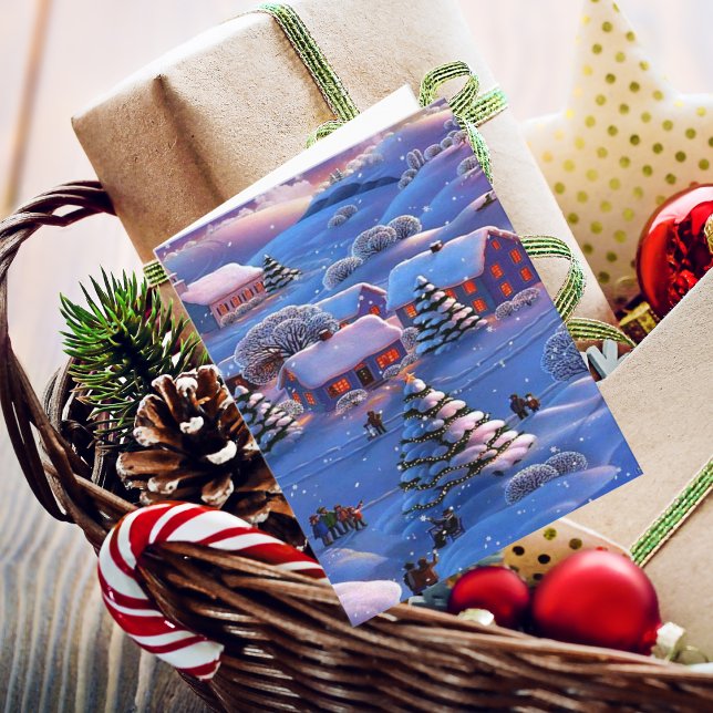 Vintager Blauer Weihnachtswunder Wunderschnee Feiertagskarte (Von Creator hochgeladen)