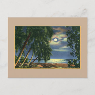 Vintager Blick auf den Strand von Miami Beach Postkarte