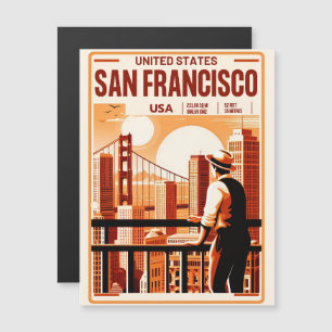 Vintager Blick auf San Francisco City Balkon Kalif Magnetkarte