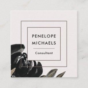 Vintager Blick Blüte auf blassgrauem Hintergrund Quadratische Visitenkarte