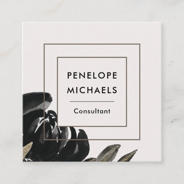 Vintager Blick Blüte auf blassgrauem Hintergrund Quadratische Visitenkarte (Vorderseite)