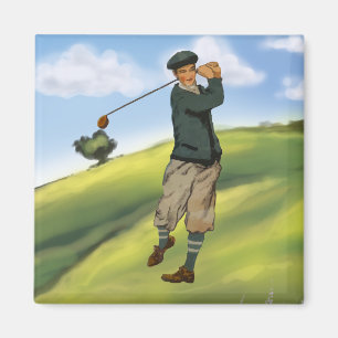 Vintager Blick Golfspieler-Golf-Magnet Magnet