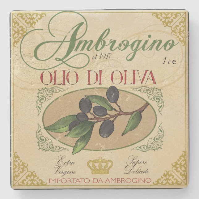 Vintager Blick italienischer Steinuntersetzer (Vorderseite)