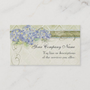 Vintager Blickblauer Hydrangea-Blumen-mit Visitenkarte