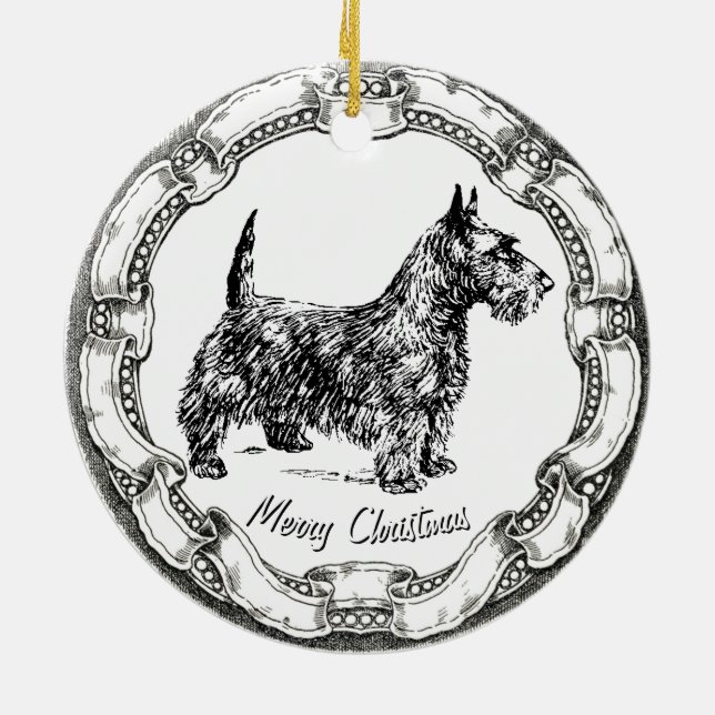Vintager BlickScottie Keramik Ornament (Hinten)