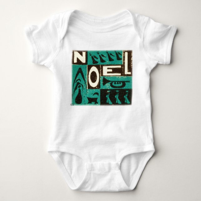 Vintager Blockdruck für grünes Weihnachten Baby Strampler (Vorderseite)