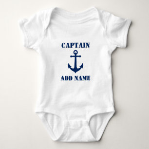 Vintager Blue Bootanker und Baby Name/Rank Baby Strampler